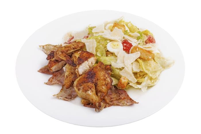 chicken salad on a white isolated background