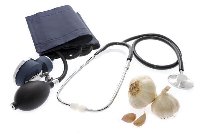 Blood pressure gauge and a pair of garlic,it is useful for health