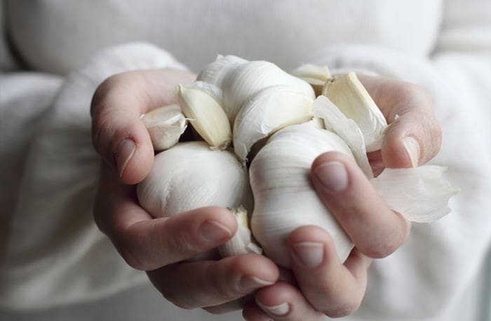 Woman holding garlic. Concept - Simple Life.Woman holding garlic. Concept - Simple Life.